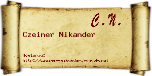 Czeiner Nikander névjegykártya